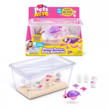 Zuru Pets Alive Mommy Turtle Surprise interactive toy, multicolour, LR44 battery