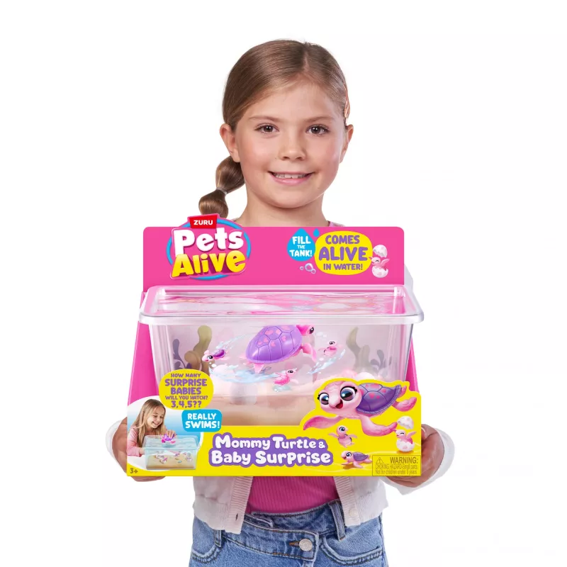 Zuru Pets Alive Mommy Turtle Surprise interactive toy, multicolour, LR44 battery