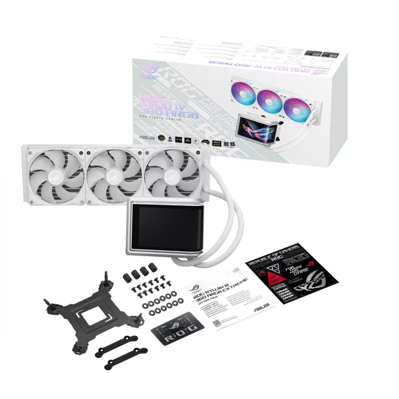 All-in-one liquid cooler ASUS ROG RYUO IV 360 ARGB WHT — 360 mm radiator, 120 mm fans, White