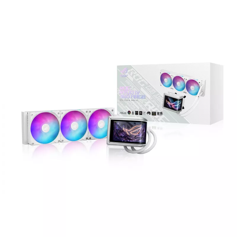 All-in-one liquid cooler ASUS ROG RYUO IV 360 ARGB WHT — 360 mm radiator, 120 mm fans, White