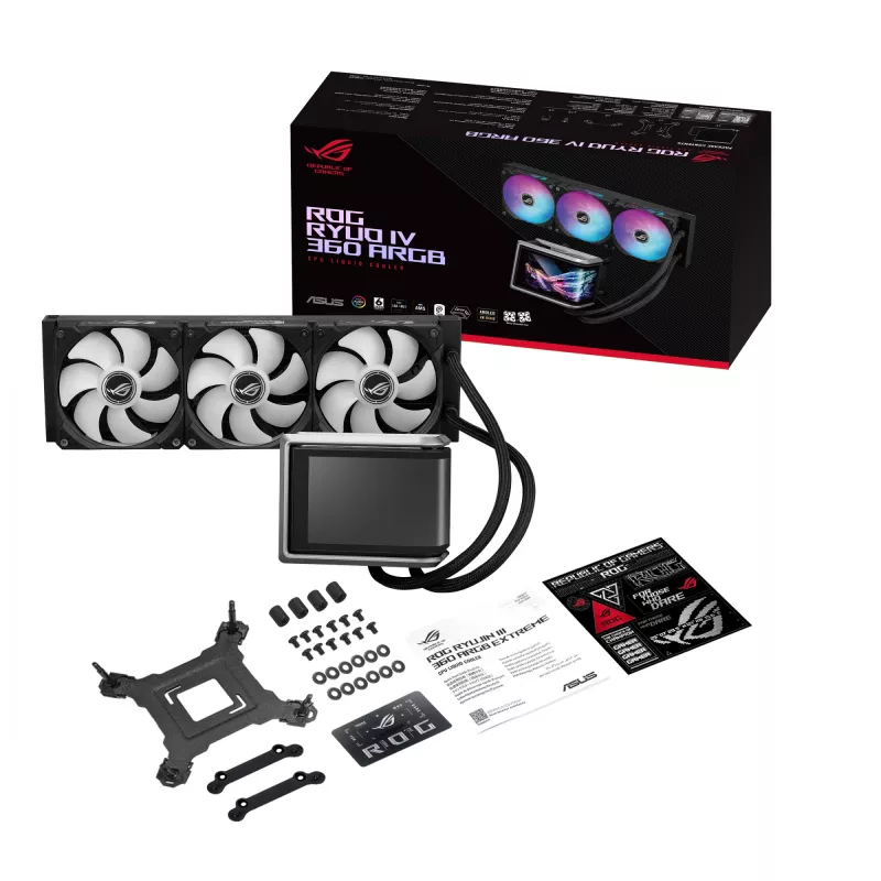 All-in-one liquid cooler ASUS ROG RYUO IV 360 ARGB — 360 mm radiator, 120 mm fans, Black