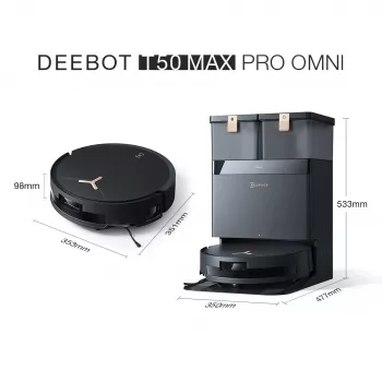 Robot vacuum Ecovacs Deebot T50 MAX PRO OMNI Gen2 — 3000Pa suction, 180 min runtime, black
