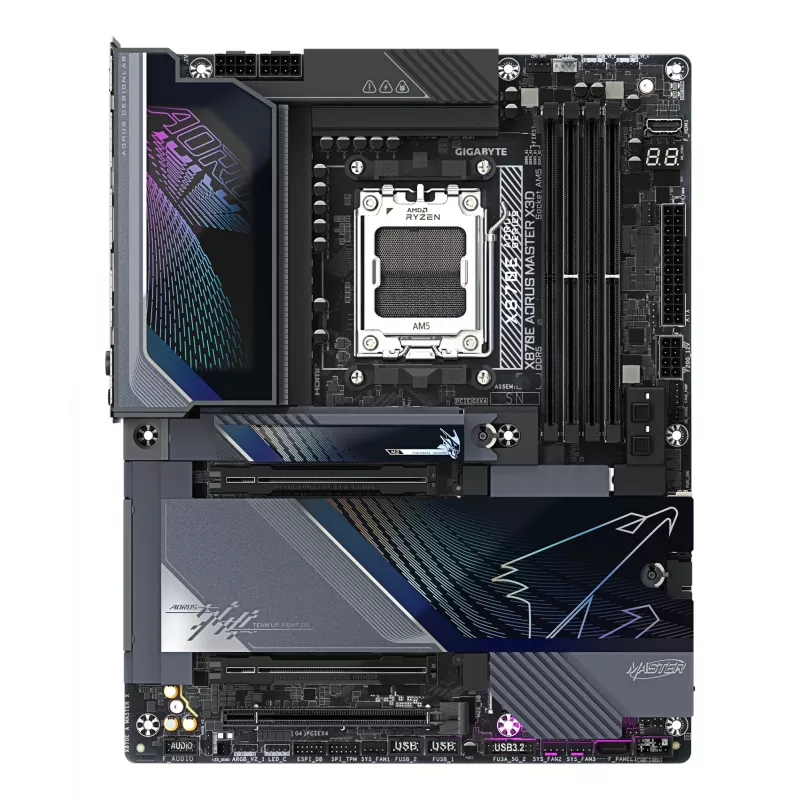 GIGABYTE X870E AORUS MASTER X3D Motherboard - Supports AMD Ryzen 9000 CPUs, 18+2+2 Phases Digital VRM, up to 9000Hz DDR5 (OC), 2xPCIe 5.0 + 3xPCIe 4.0, Wi-Fi 7, 10GbE LAN, USB 4