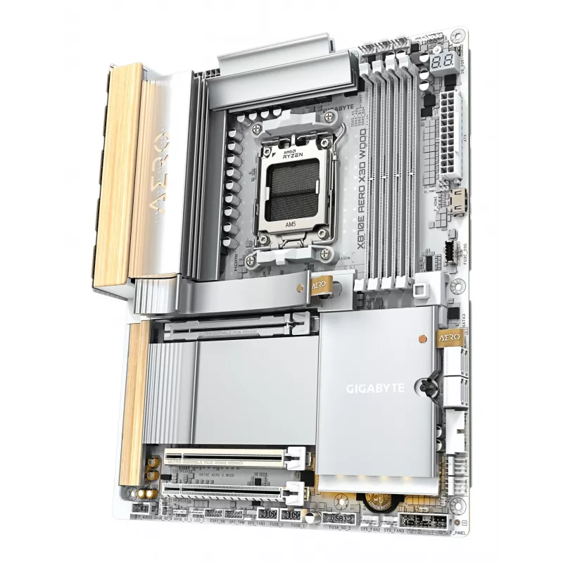 GIGABYTE X870E AERO X3D WOOD Motherboard - Supports AMD Ryzen 9000 CPUs, 16+2+2 Phases Digital VRM, up to 9000Hz DDR5 (OC), 2xPCIe 5.0 + 2xPCIe 4.0, Wi-Fi 7, 5GbE LAN, USB 4