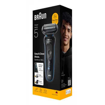 Foil shaver BRAUN Series 5 52-B1650S — 3-blade, Li-Ion battery, wet & dry, trimmer, blue