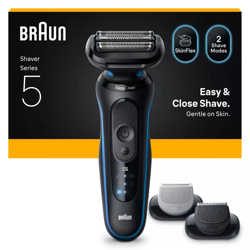 Foil shaver BRAUN Series 5 52-B1650S — 3-blade, Li-Ion battery, wet & dry, trimmer, blue