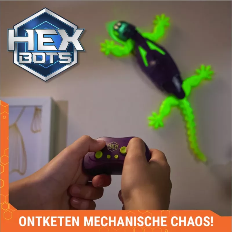 HEX BOTS Glow-in-the-Dark Gecko, Rechargeable Remote Control Robot Kids Toys, Climbs up Walls for Prank Toys & Games, RC Robot for Boys & Girls Ages 4 & Up