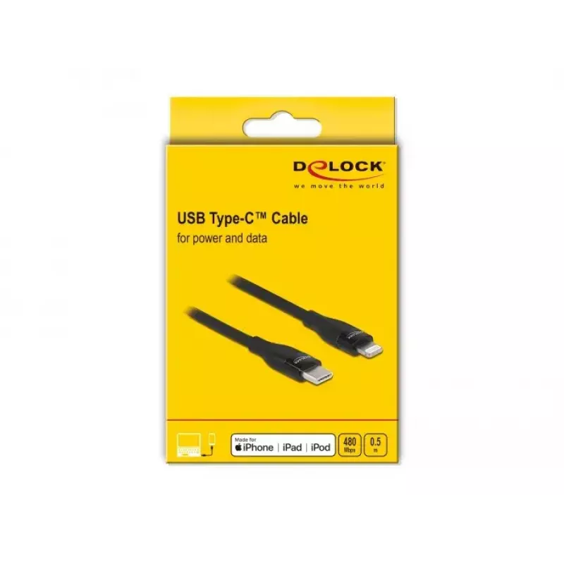 Data and charging cable DeLOCK USB Type-C to Lightning 0.5 m