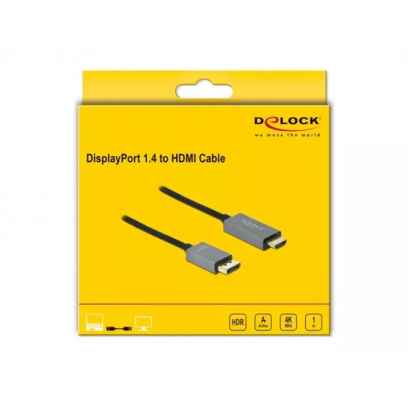 Active DisplayPort 1.4 to HDMI Cable DeLOCK 85928 1m 4K 60Hz HDR