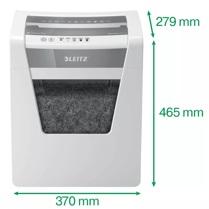 Leitz IQ Office Paper Shredder P4, Cross shredding, 22.3 cm, 4 x 40 mm, 23 L, 225 sheets, 55 dB