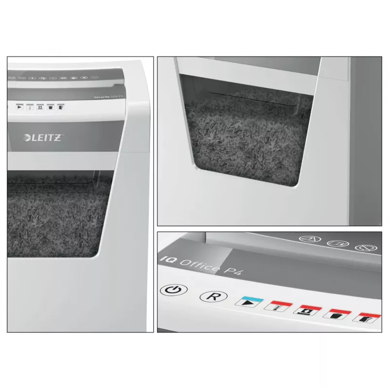 Leitz IQ Office Paper Shredder P4, Cross shredding, 22.3 cm, 4 x 40 mm, 23 L, 225 sheets, 55 dB