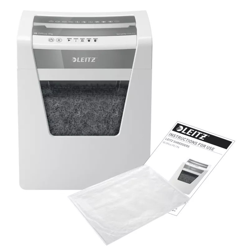 Leitz IQ Office Paper Shredder P4, Cross shredding, 22.3 cm, 4 x 40 mm, 23 L, 225 sheets, 55 dB