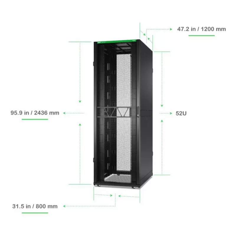 APC NetShelter SX, Server Rack Enclosure, Gen 2, 52U, 2436H x 800W x 1200D mm, with Sides, Black