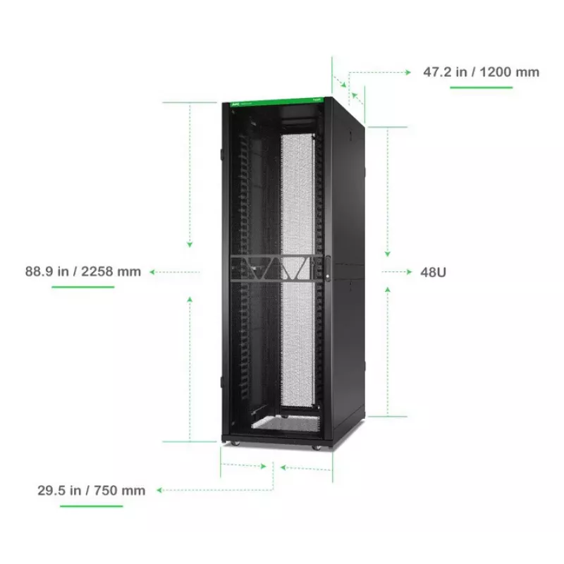 APC NetShelter SX, Networking Rack Enclosure, 48U, 2258H x 750W x 1200D mm, with Sides, Black