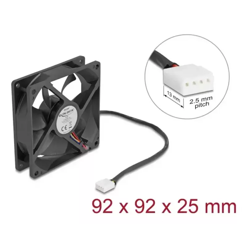 Fan DeLOCK 67302 9.2 cm Black Ball Bearing