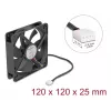 DELOCK 67303 Computer Case Fan 120 mm, 24 V, Ball Bearing, Black