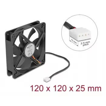 DELOCK 67303 Computer Case Fan 120 mm, 24 V, Ball Bearing, Black