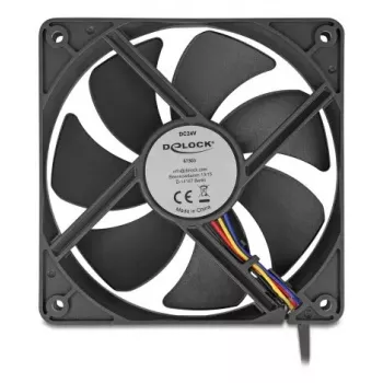 DELOCK 67303 Computer Case Fan 120 mm, 24 V, Ball Bearing, Black