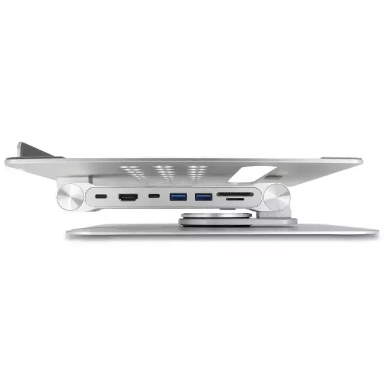 Laptop & tablet stand DeLOCK 18457 Silver Aluminium 360° rotation
