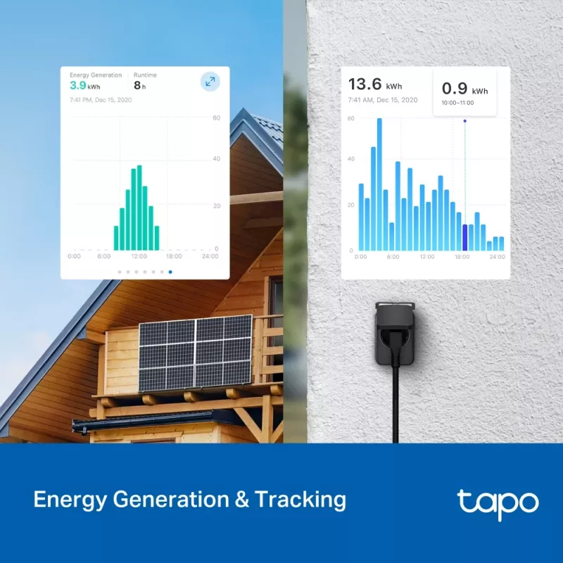 Smart plug TP-Link Tapo P410M — outdoor Wi‑Fi socket, 3680 W, 200–250 V, black