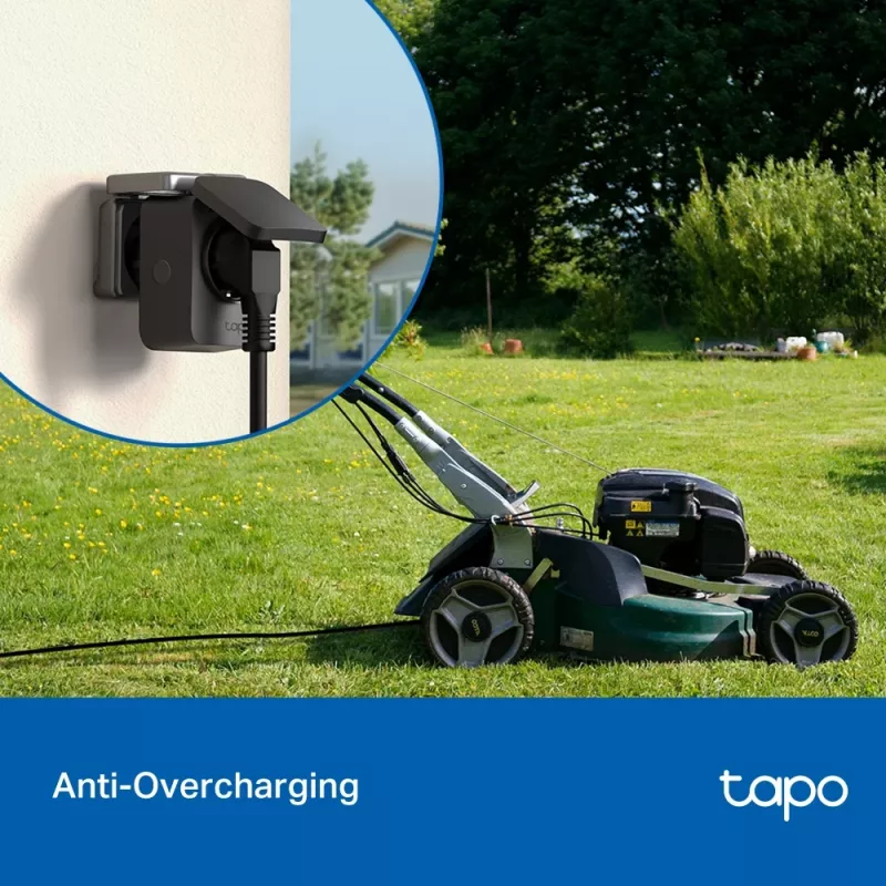 Smart plug TP-Link Tapo P410M — outdoor Wi‑Fi socket, 3680 W, 200–250 V, black