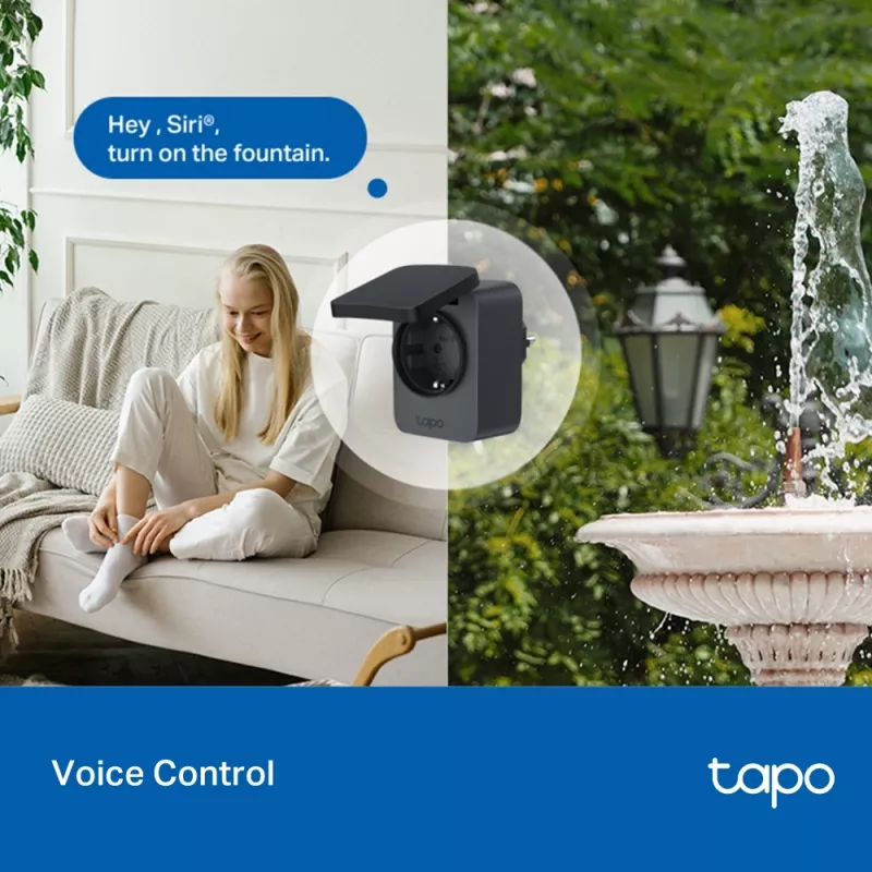 Smart plug TP-Link Tapo P410M — outdoor Wi‑Fi socket, 3680 W, 200–250 V, black