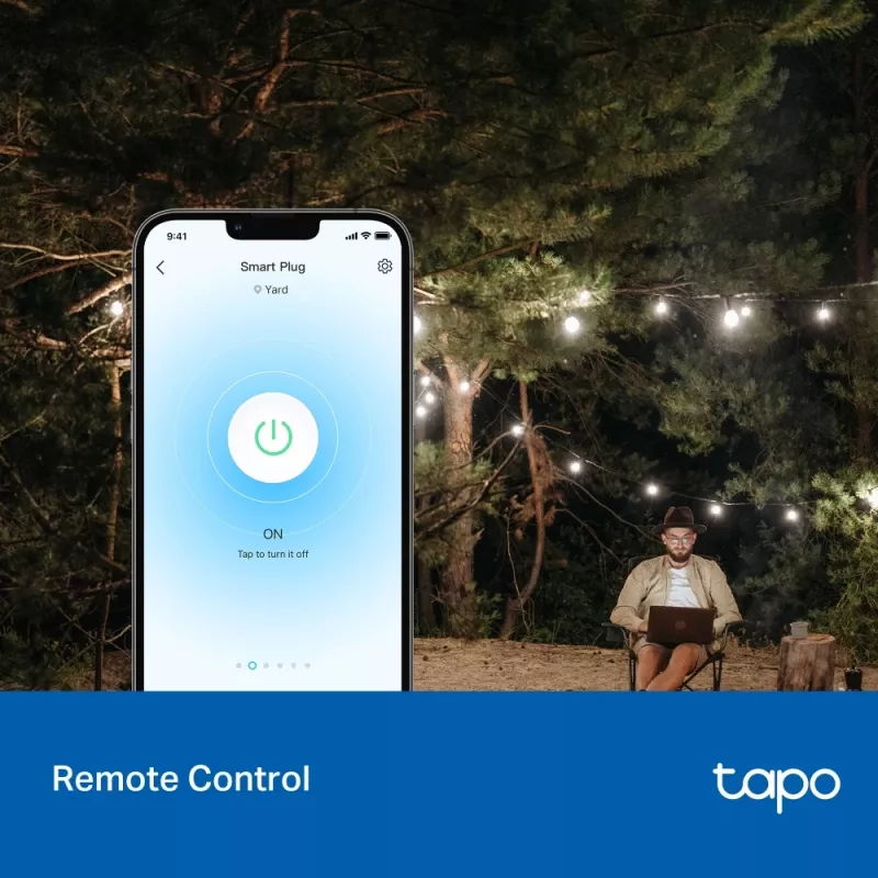 Smart plug TP-Link Tapo P410M — outdoor Wi‑Fi socket, 3680 W, 200–250 V, black