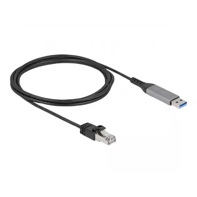 Network cable DELOCK 60756, USB A to RJ-45, 2 m, 10/100/1000Base-T(X), Anthracite/Black