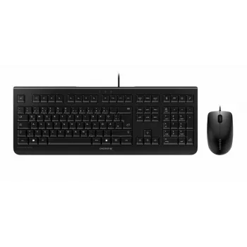 Wired Cherry CHERRY DC 2000 full-size USB keyboard with QWERTZ layout, 109 keys, 1.8 m cable, black — includes mouse