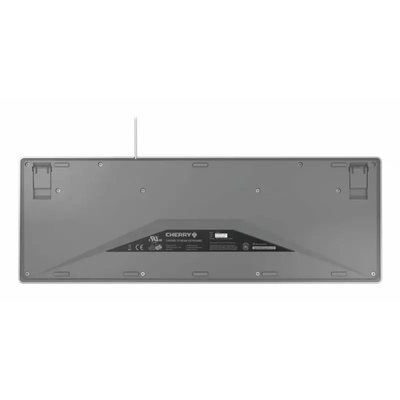 Cherry full-size wired keyboard Stream — QWERTZ layout, scissor switches, USB, 1.8 m cable, light grey