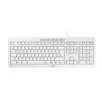 Cherry full-size wired keyboard Stream — QWERTZ layout, scissor switches, USB, 1.8 m cable, light grey