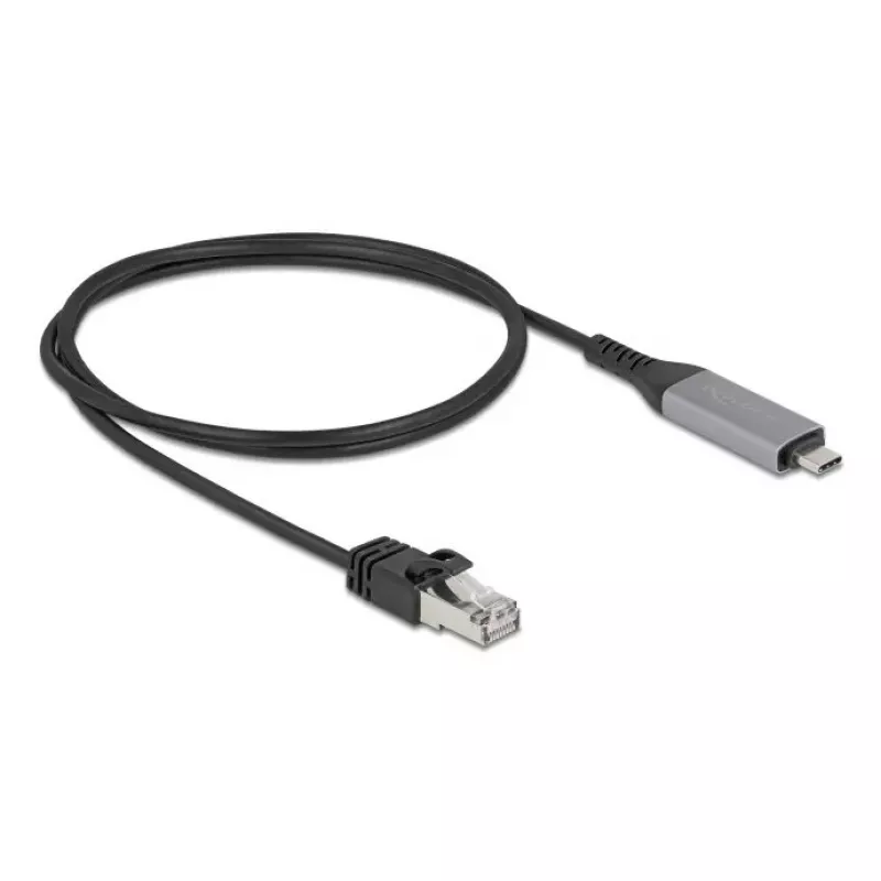 USB Type-C to RJ45 Gigabit Ethernet Cable DELOCK 1 m Cat6 Anthracite/Black