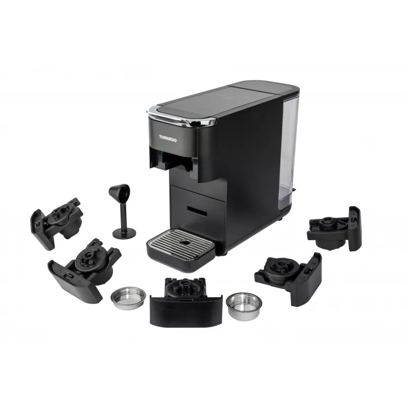 TORNADO TCM7042-GS | 5-in-1 Multi-Capsule Coffee Machine, Capsule coffee machine, 1.5 L, Coffee capsule, Ground coffee, 1350 W, Black