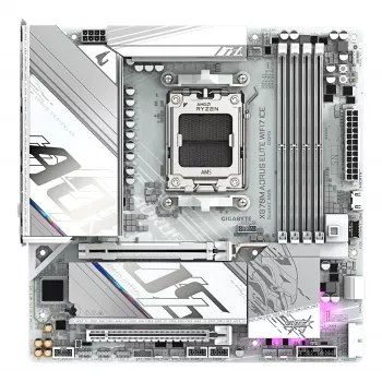 GIGABYTE Motherboard X870M AORUS ELITE WIFI7 ICE — Micro ATX, AMD X870, Socket AM5, DDR5 up to 8200Hz (O.C), 14+2+2 VRM, PCIe 5.0, Wi‑Fi 7, 2.5 GbE, USB4