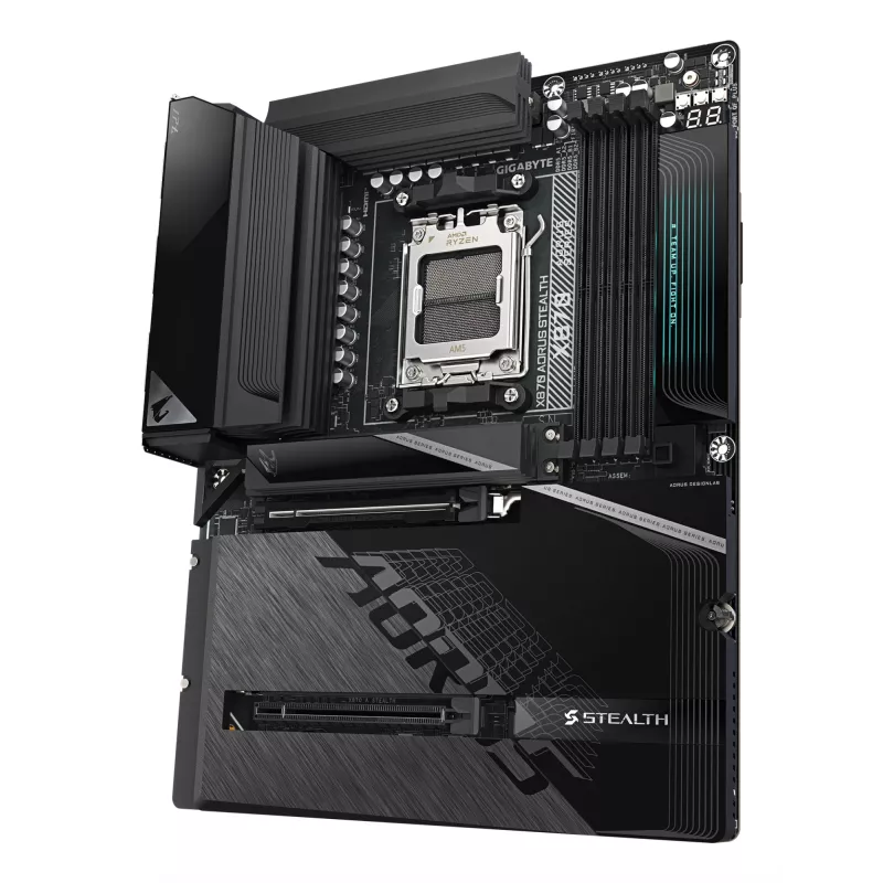 GIGABYTE X870 AORUS STEALTH Motherboard - Supports AMD Ryzen 9000 CPUs, 16+2+2 Phases Digital VRM, up to 8200Hz DDR5 (OC), 2xPCIe 5.0 + 2xPCIe 4.0, Wi-Fi 7, 5 GbE LAN, USB 4