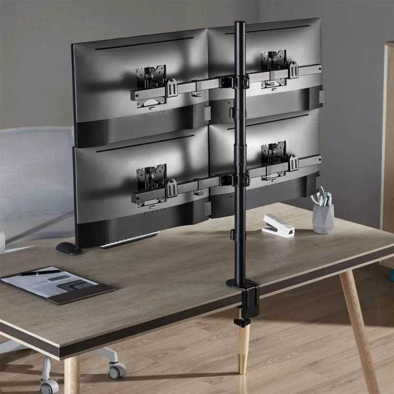 InLine Desk Bracket for 4x TV / LED / TFT Display up to 81cm 32 inch max. 9kg
