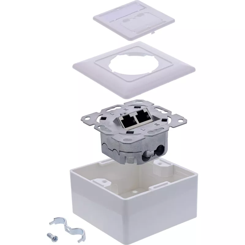 Socket-outlet InLine 76842A 2 x RJ-45 White Networking Cable Cat 6a