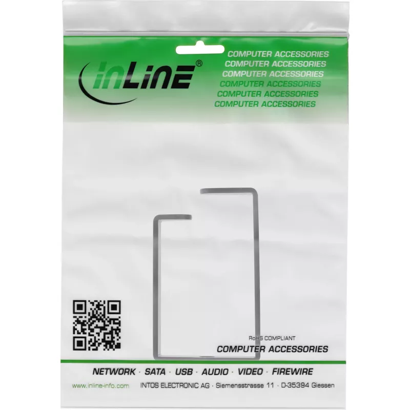 InLine 19110S Metal Cable Bracket 43x70 mm Black — Universal Cable Holder, 12.3×70×55 mm