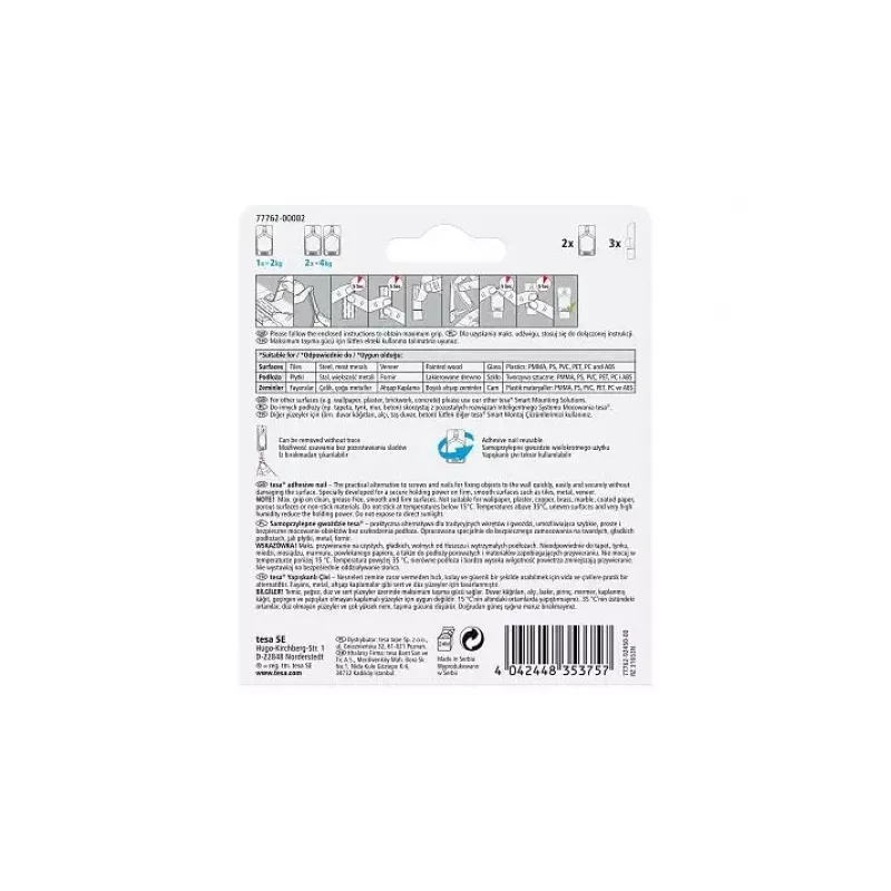 Universal hook TESA 77762 Indoor White 2 pc(s)