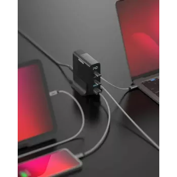 Mobile device charger Sitecom CH-1004 — Universal AC indoor charger, 100–240V input, up to 20V output, 3× USB-C, black