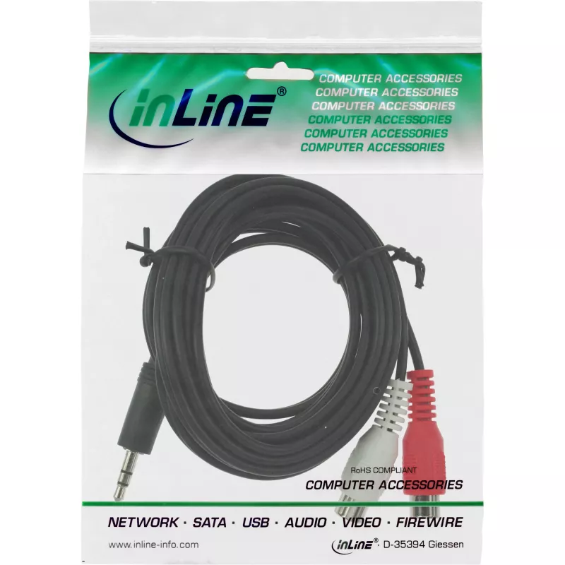 Audio cable 2x RCA female / 3.5mm Stereo male 1m InLine 89941B