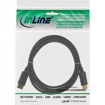 DisplayPort cable InLine 15355, 0.5 m, DisplayPort–DisplayPort, black, 6 mm