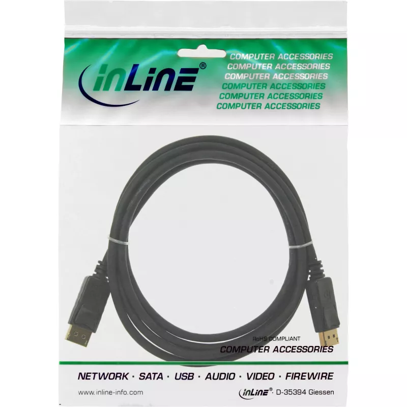 DisplayPort cable InLine 15355, 0.5 m, DisplayPort–DisplayPort, black, 6 mm