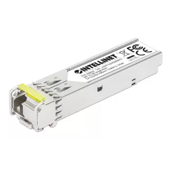 Intellinet Gigabit Fiber WDM Bi-Directional SFP Optical Transceiver Module 1000Base-BX-D (LC) Single-Mode Port, 120 km (75 mi.), BiDi WDM (RX1490/TX1550), MSA-compliant for Maximum Compatibility, Silver