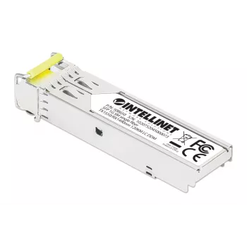 Intellinet Gigabit Fiber WDM Bi-Directional SFP Optical Transceiver Module 1000Base-BX-D (LC) Single-Mode Port, 120 km (75 mi.), BiDi WDM (RX1490/TX1550), MSA-compliant for Maximum Compatibility, Silver