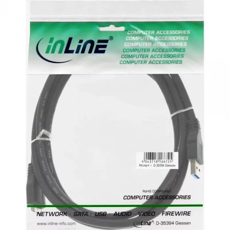 InLine USB 3.2 Gen.1 Cable Type A male / Micro B male, black, 1.5m