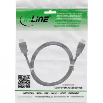 InLine HDMI cable, HDMI High Speed with Ethernet, male / male, black, 2m