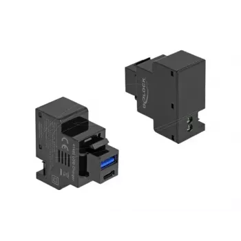 DELOCK Keystone module 41482 with USB-C and USB-A connectors, flat, black