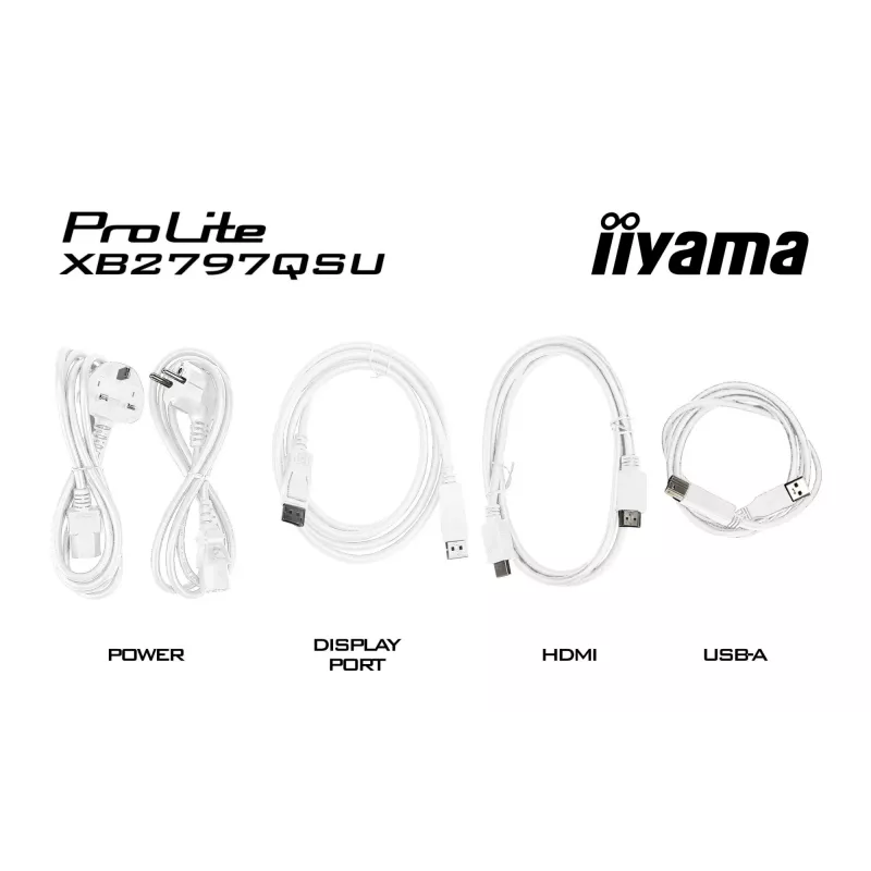 27 inch IIYAMA ProLite XB2797QSU-W1 IPS Quad HD (2560x1440) LED monitor, 178° viewing, USB 3.2 hub, speakers, VESA, height adjustable, white
