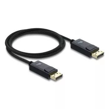 DELOCK Coaxial DisplayPort cable 16K 60 Hz 80 Gbps braided coating 1 m, DisplayPort to DisplayPort, black